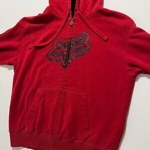 Fox Racing Hoodie Sherpa Lined Full Zip Sweatshirt Outdoor Red Men's size XL
